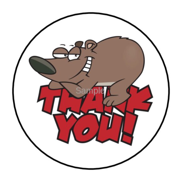 20 THANK YOU BEAR ENVELOPE SEALS LABELS STICKERS PARTY FAVORS SCRAPBOOKING 2" - Picture 1 of 2